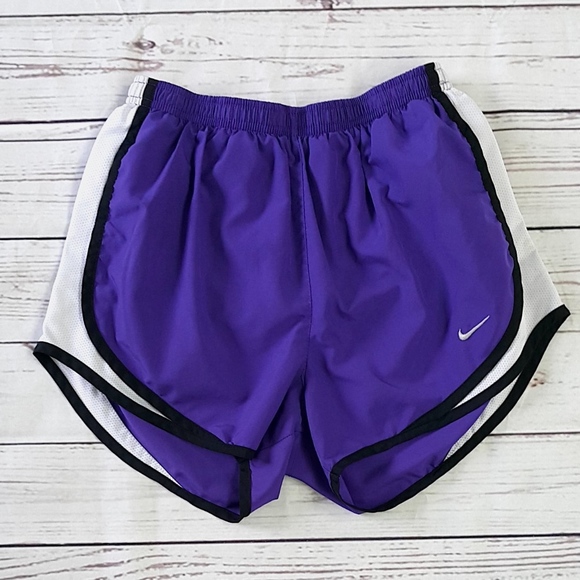 purple and white nike shorts